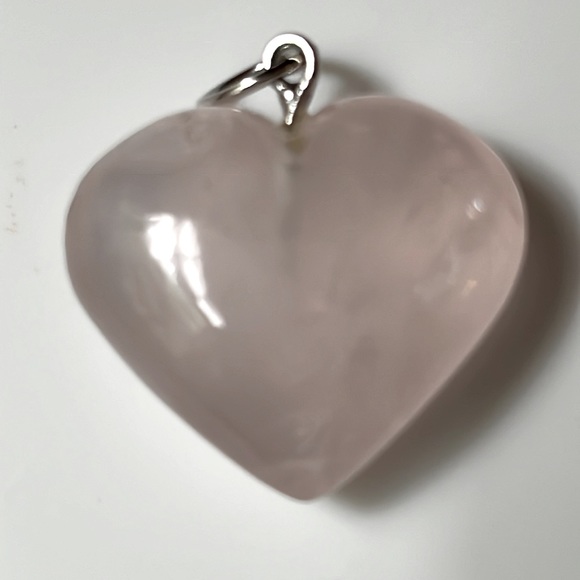 Rose Quartz Crystal Sterling Silver Heart Pendant - Picture 5 of 7